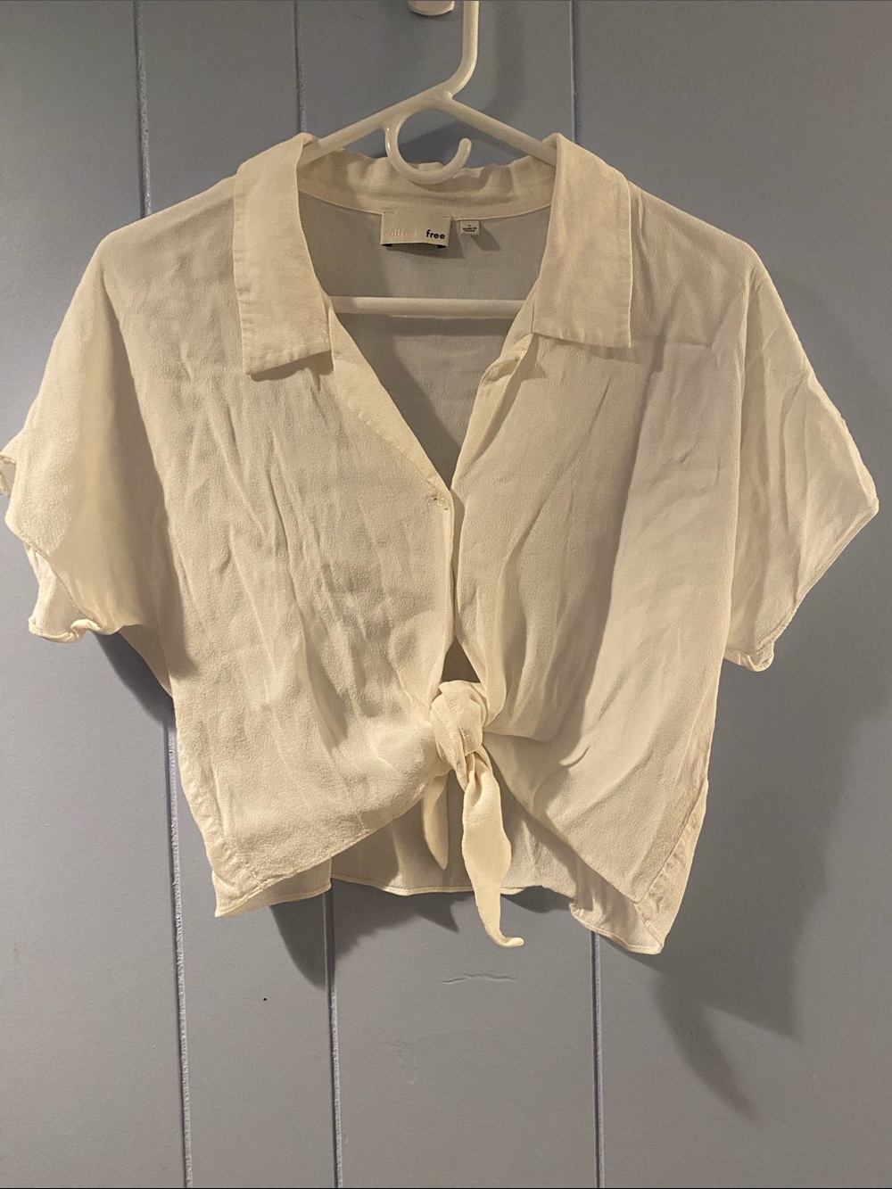 Wilfred Cream Tie-Front Crop Top